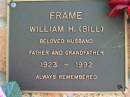 
William H (Bill) FRAME
1923 - 1992
Lowood General Cemetery

