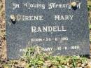 
Irene Mary RANDELL
b: 25 Jun 1913, d: 10 Nov 1989
Lowood General Cemetery

