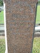 
Thomas PATRICK
3 Apr 1918, aged 70
Amelia C PATRICK
14 Aug 1951, aged 84
(daughter) Chrissie
23 Oct 1913, aged 9
Lowood General Cemetery

