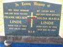 
Frank Nielsen LINDE
b: 3 Feb 1903, d: 25 Jun 1999
Hilda Maria LINDE
b: 30 Sep 1906, d: 22 Nov 1983
Lowood General Cemetery

