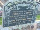 Frederick W. WENDT, died 7 May 1947 aged 59 years, husband father;
Louise Wilhelmine WENDT, died 19 Dec 1969 aged 76 years, mother;
Lowood Trinity Lutheran Cemetery (Bethel Section), Esk Shire