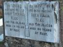 Joseph Frederich KLEE, died 13 Feb 1940 aged 80 years, father;
Anna Maria KLEE, died 10 May 1939 aged 80 years, mother;
Lowood Trinity Lutheran Cemetery (Bethel Section), Esk Shire