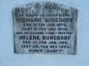 Hermann BURGDORF, born 12 June 1873 died 31 July 1950, father;
Helene BURGDORF, born 10 Jan 1987 died 26 Dec 1955, mother;
Lowood Trinity Lutheran Cemetery (Bethel Section), Esk Shire