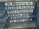 Alfred Albert VOLLBRECHT, 2 April 1898 - 8 December 1978;
Lowood Trinity Lutheran Cemetery (Bethel Section), Esk Shire