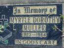 Myrtle Dorothy MULLER, 1923-1984;
Lowood Trinity Lutheran Cemetery (Bethel Section), Esk Shire