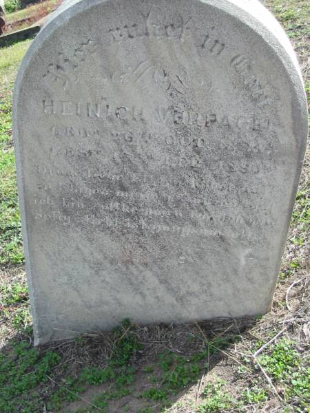Heinrich VORPAGEL, born 26 Oct 1885 died 13 Feb 1886;  | Lowood Trinity Lutheran Cemetery (Bethel Section), Esk Shire  | 
