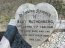Baby RUTHENBERG, stillborn 11 Feb 1941;
Lowood Trinity Lutheran Cemetery (St Marks Section), Esk Shire