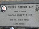 Joseph Robert LEY, killed 17-1-1998, aged 10 years;
Lowood Trinity Lutheran Cemetery (St Marks Section), Esk Shire