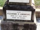 
David ANDREWS,
died 7 March 1907 aged 61 years,
erected by wife & children;
Fleurine E. ANDREWS,
died 13 Dec 1938 aged 80 years;
Ma Ma Creek Anglican Cemetery, Gatton shire
