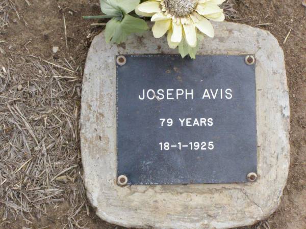 Joseph AVIS,  | died 18-1-1925 aged 79 years;  | Ma Ma Creek Anglican Cemetery, Gatton shire  | 