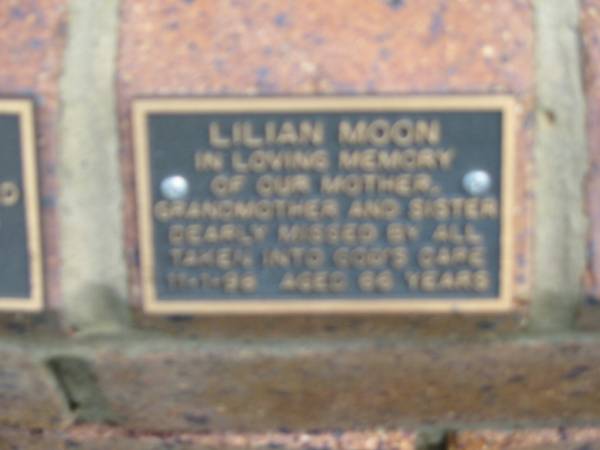 Lillian MOON,  | mother grandmother sister,  | 11-7-96? aged 66? years;  | Maclean cemetery, Beaudesert Shire  | 