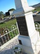 
Christen POULSEN, died 11 July 1909 aged 70 years;
Johanne, wife, died 29 Sept 1936 aged 89 years;
Mariana MARTIN, daughter, born 12 May 1879 died 17 Mar 1965;
George Frederick MARTIN, 1913 - 1976;
Thelma Jesse MARTIN, 1913 - 1988;
Marburg Anglican Cemetery, Ipswich
