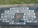 LAMPRECHT;
Edward Albert,
22-5-1908 - 30-1-1987;
Elsie Emma,
8-3-1905 - 16-7-1987;
Marburg Lutheran Cemetery, Ipswich