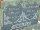 August KRAUSE,
1847-1936;
Anna Justina KRAUSE,
1855-1929;
Marburg Lutheran Cemetery, Ipswich