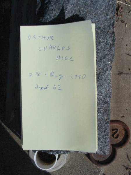 Arthur Charles HILL,  | died 28 Aug 1990 aged 62 years;  | Marburg Lutheran Cemetery, Ipswich  | 