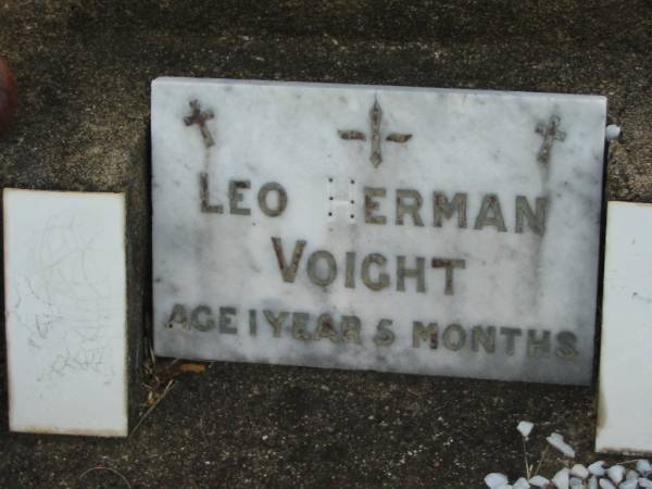 Leo Herman VOIGHT,  | aged 1 year 5 months;  | Marburg Lutheran Cemetery, Ipswich  | 