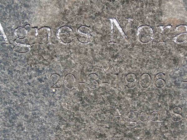 Agnes Norah NEWMAN,  | 20-3-1906 - 14-1-1993 aged 86 years;  | Maroon General Cemetery, Boonah Shire  | 