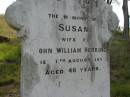 Susan,
wife of John William HERRING,
died 11? Aug 1898 aged 48 years;
Maroon General Cemetery, Boonah Shire