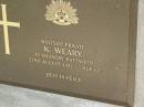K. WEARY,
died 22 aug 1992 aged 67 years;
Maroon General Cemetery, Boonah Shire