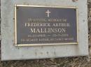 Frederick Arthur MALLINSON,
16-12-1905 - 25-7-2001;
Maroon General Cemetery, Boonah Shire