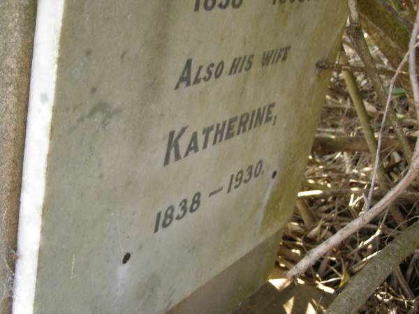 Franz SCHWERIN,  | 1838 - 1895;  | Katherine,  | wife,  | 1838 - 1930;  | Meringandan cemetery, Rosalie Shire  |   | 