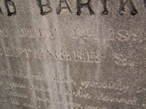 Ferdinand BARTKOWSKI,  | husband father,  | born 14? July 1895?  | died 3? Sept 1929,  | erected by wife, father, mother, sisters & brothers;  | Meringandan cemetery, Rosalie Shire  | 
