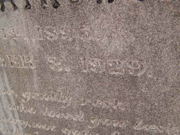 Ferdinand BARTKOWSKI,  | husband father,  | born 14? July 1895?  | died 3? Sept 1929,  | erected by wife, father, mother, sisters & brothers;  | Meringandan cemetery, Rosalie Shire  | 