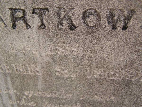 Ferdinand BARTKOWSKI,  | husband father,  | born 14? July 1895?  | died 3? Sept 1929,  | erected by wife, father, mother, sisters & brothers;  | Meringandan cemetery, Rosalie Shire  | 
