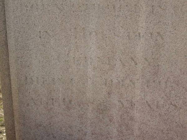 Karsten PETERS,  | born 21 Aug 1834? Holstein Germany,  | died 3 May 1919 aged 84 years;  | Elsie Catarina PETERS,  | born 18?4 Holstein Germany,  | died 1 May 1891 aged 37 years;  | Meringandan cemetery, Rosalie Shire  | 