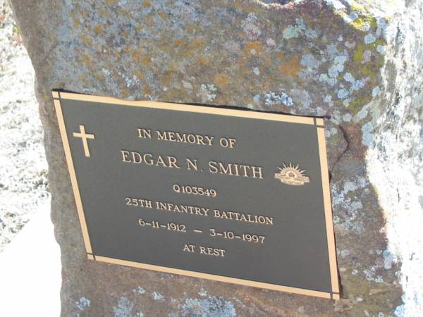 Edgar N. SMITH,  | 6-11-1912 - 3-10-1997;  | Meringandan cemetery, Rosalie Shire  | 