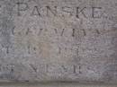 
Matilda Agnes PANSKE,
wife of August PANSKE,
native of Germany,
died 19? Oct 1902 aged 47? years;
Meringandan cemetery, Rosalie Shire
