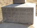 
Bessie MONTGOMERY,
died 13? [15?] Oct 1906 aged 17 years;
Meringandan cemetery, Rosalie Shire

