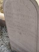 
Karsten PETERS,
born 21 Aug 1834? Holstein Germany,
died 3 May 1919 aged 84 years;
Elsie Catarina PETERS,
born 18?4 Holstein Germany,
died 1 May 1891 aged 37 years;
Meringandan cemetery, Rosalie Shire
