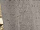 
Carl BARTKOWSKI,
husband of Wilhelmina BARTKOWSKI,
born Mourengen? Germany 7? Sept 1831,
died 22 Feb 1916 aged 83 years;
Minnie BARTKOWSKI,
mother,
died 13 Apr 1933 aged 89 years;
Thedor BARTKOWSKI,
son of Fredick & Caroline BARTKOWSKI,
died 5 Nov 1915 in 13th year;
Meringandan cemetery, Rosalie Shire
