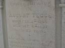
August TEGGE,
born 3 Feb 1868,
died 6 Oct 1897 aged 29 years;
Meringandan cemetery, Rosalie Shire

