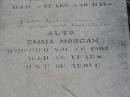 
Emma,
daughter of George & Elizabeth VIGGERS,
died 1 Feb 1894 aged 3 years 10 days;
Emma MORGAN,
aunt,
died 28 Nov 1904 aged 86 years;
Meringandan cemetery, Rosalie Shire
