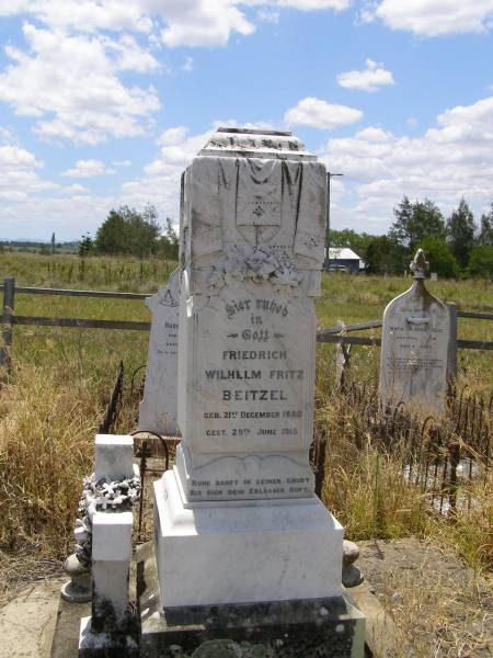 Friedrich Wilhelm Fritz BEITZEL,  | born 21 Dec 1880 died 29 June 1915;  | Milbong St Luke's Lutheran cemetery, Boonah Shire  | 