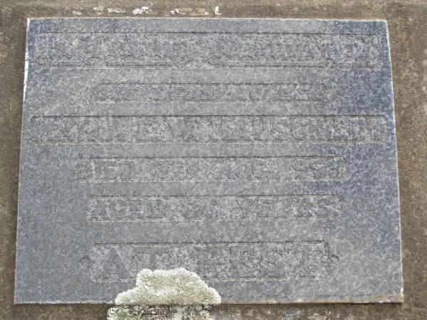 Maria E.W. HAUSCHILDT, mother,  | died 3 Aug 1958 aged 86 years;  | Minden Baptist, Esk Shire  | 