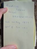 
Friedrich Johann Daniel KREGENPRINK
b: 26 Aug 1839?, d: 5 Jun 1911
Minden Zion Lutheran Church Cemetery
