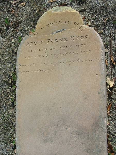 Adolf Franz KNOF  | b: 29 Sep 1879, d: 20 Jan 1897  | Minden Zion Lutheran Church Cemetery  | 