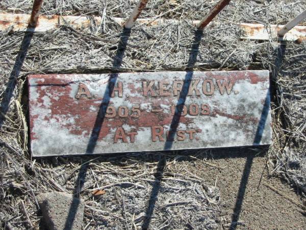 A H KERKOW  | b: 1905, d: 1908  | Minden Zion Lutheran Church Cemetery  | 