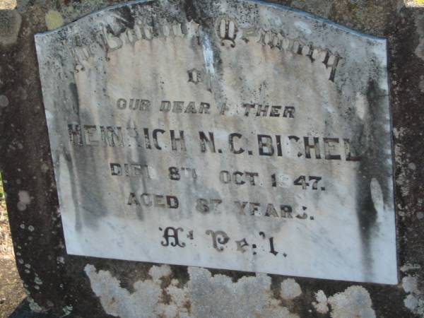 Heinrich N C BICHEL  | 8 Oct 1947, aged 87  | Minden Zion Lutheran Church Cemetery  | 