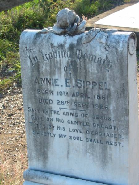 Annie E SIPPEL  | B: 10 Apr 1861, D: 26 Sep 1926  | Minden/Coolana - St Johns Lutheran  | 