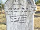 
Carl August HEISE,
born 29 Nov 1833 died 6 Sept 1901;
St Johns Evangelical Lutheran Church, Minden, Esk Shire

