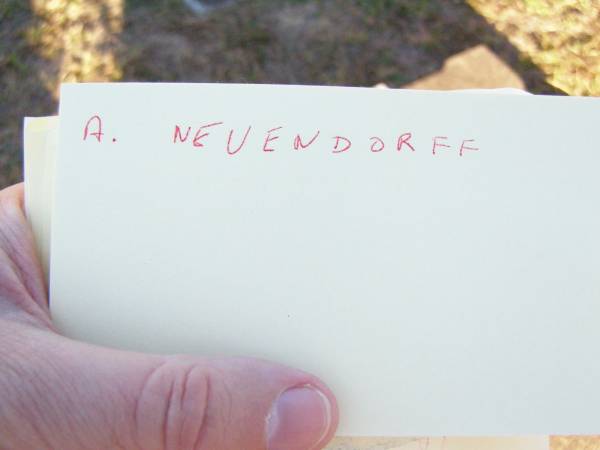 A. NEUENDORFF;  | St Johns Evangelical Lutheran Church, Minden, Esk Shire  | 