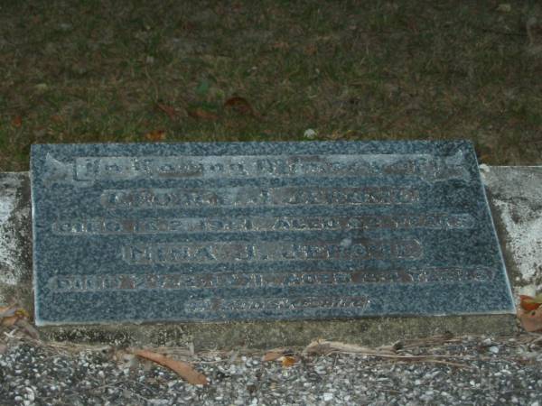 George J. JEROME,  | died 16-2-1961 aged 82 years  | dad;  | Nina J. JEROME,  | died 27-8-1971 aged 84 years,  | mum;  | Mooloolah cemetery, City of Caloundra  |   | 