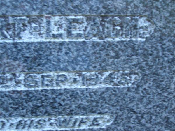 Robert LEACH,  | died 5 Sept 1945,  | Evelyn Millicent,  | wife,  | died 1 May 1949;  | Mooloolah cemetery, City of Caloundra  |   | 