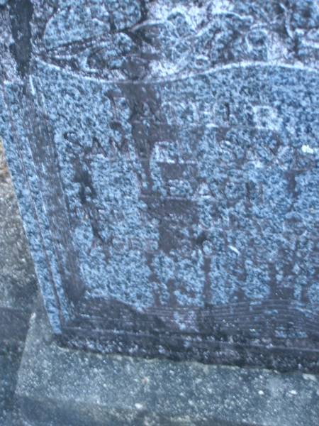 Samuel Saxby LEACH.  | father,  | died 8 July 1950 aged 80? years;  | Mary Jane LEACH,  | mother,  | died 26 March 1946 aged 71 years;  | Mooloolah cemetery, City of Caloundra  |   | 