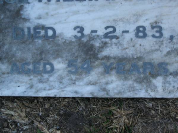 George William BISMARK,  | son brother,  | died 3-2-83 aged 54 years;  | Mooloolah cemetery, City of Caloundra  |   | 