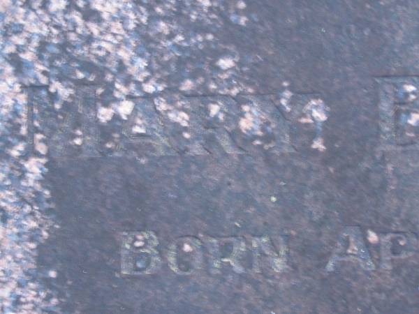 Mary BURGESS,  | born April 1898,  | died Feb 1983;  | Mooloolah cemetery, City of Caloundra  |   |   | 
